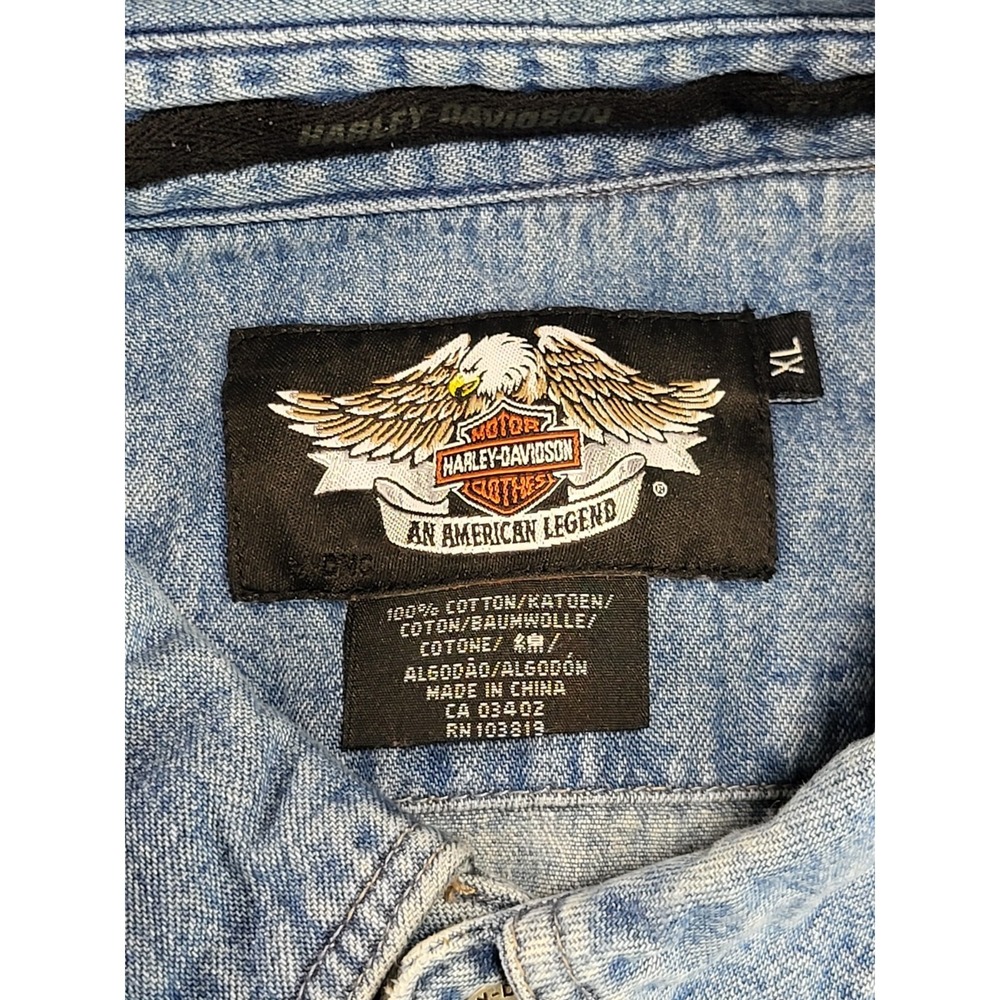 105th Anniversary Harley Davidson Denim Button Front Top Vest Mens XL 2008 Biker - Picture 7 of 16